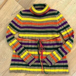 Miss60 Multi-color turtleneck sweater with string belt (10year)